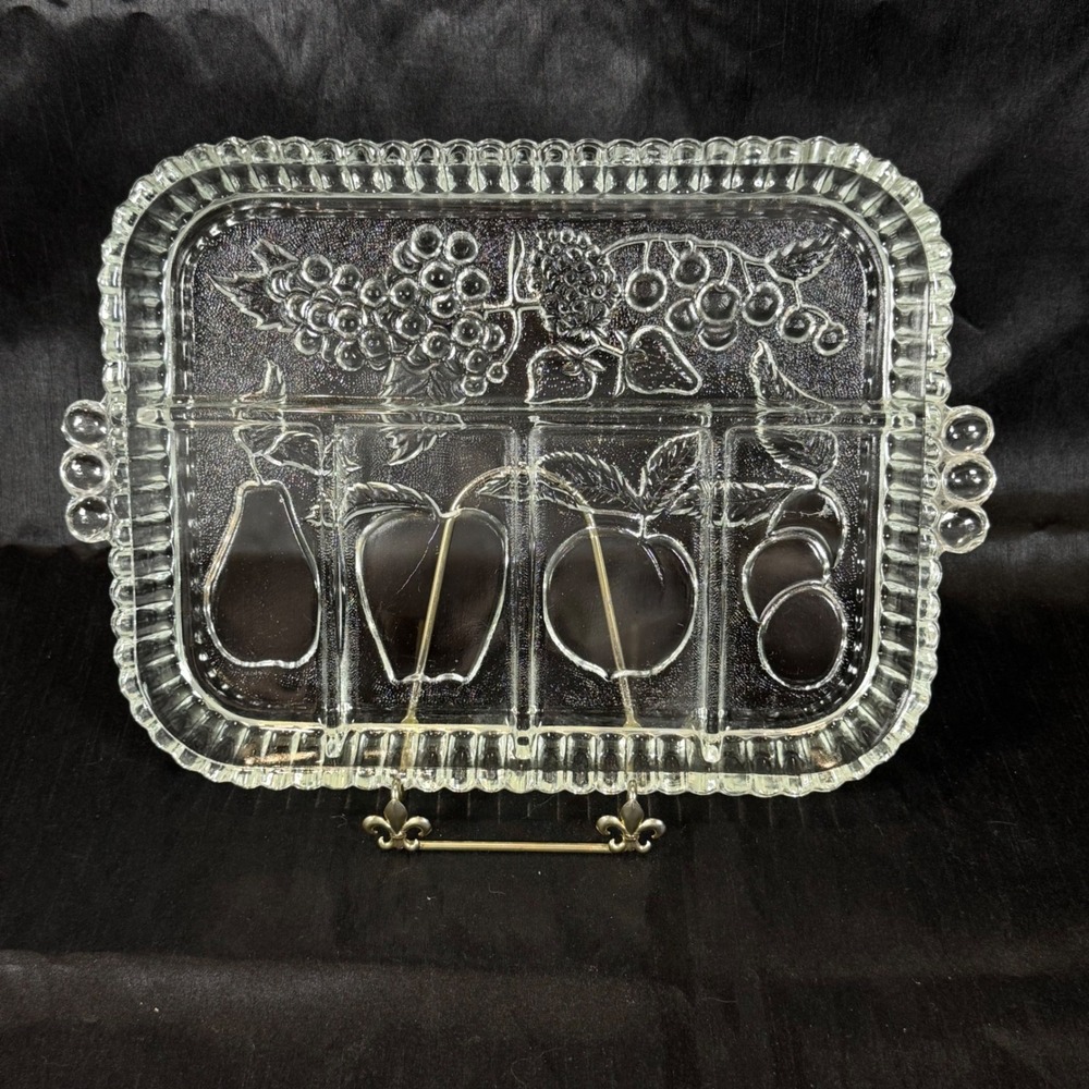 Vintage‎ Indiana Glass Divided Fruit Serving Tray Relish Dish 5 Section 12"
